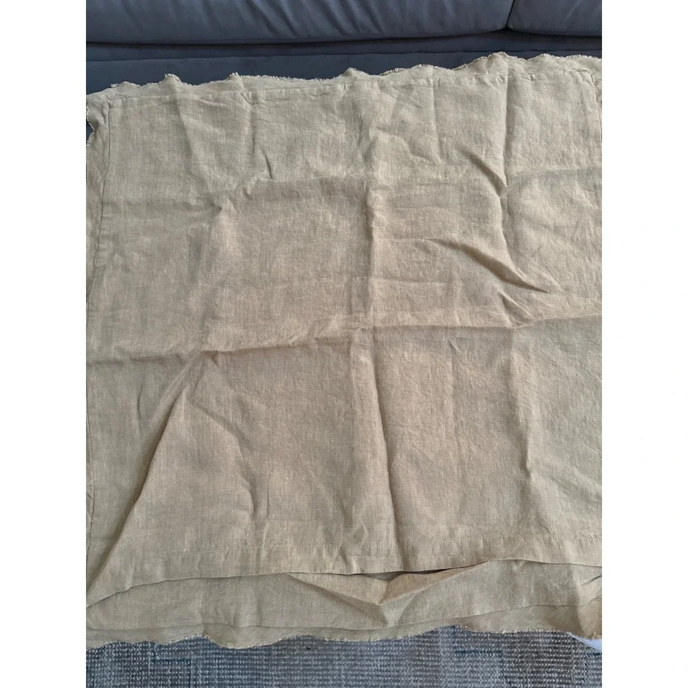 Pottery Barn Belgian Flax Linen Fringe Ruffle Euro Sham Tumbleweed Tan 26x26